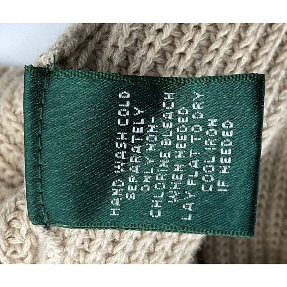 RALPH LAUREN Two Tone Jumper Sweater Fisherman Rib Logo Badge Retro Size S Brown - Picture 7 of 13